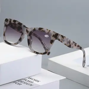 New large-frame reading glasses, cat-eye frame reading glasses, fashionable progressive dual-color reading glasses