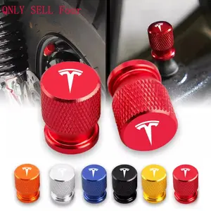 4pcs Aluminum Car Wheel Tire Valve Caps, Waterproof Tyre Rim Stem Covers, for Tesla Model Y, Model 3, Model S, Model X, Bikes