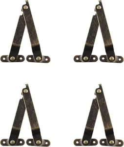 4 Pcs Small Antique Brass Lid Folding Support Hinges - Functional and Stylish Lid Stay Hinges for Wooden Boxes, Jewelry Cases, and Chests