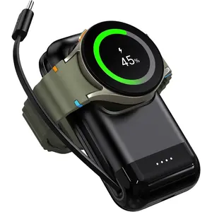 Portable 6000mAh Watch Charger for Galaxy Watch 7/Ultra/6/6 Classic/5 Pro/5/4 Classic/4/3/Active 2-2-in-1 Phone & Watch Charger for Galaxy S25 Ultra/S24 Ultra/Z Fold6/Z Flip6/S23