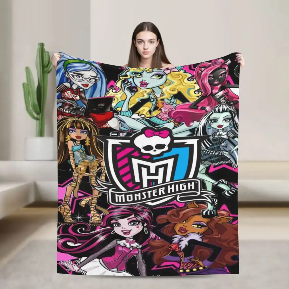 Monster High Flannel Blanket Premium Ultra Soft Lightweight Durable, Perfect for Bed, Sofa, Travel, and Thoughtful Gifts