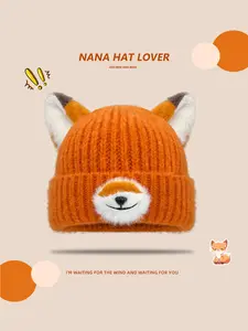 Original design, trendy and stylish little fox hat, winter and autumn-season warm and protective knitted hat (suitable for various head circumferences and ages, anyone can wear it)