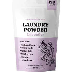 Laundry Detergent Powder Alternative |   Cleaner Ingredients. Safer for Sensitive Skin. Stain + Smell Fighting. With Essential Oils. HE Safe (Lavender, 120 Loads).