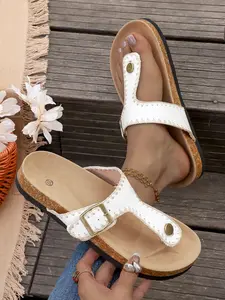 Women's Cork Sole Sandals, Casual Flat Sandals, Comfortable Fashion Design, Perfect for Daily Wear, Ideal Gift for Her, Trendy Fashion Statement