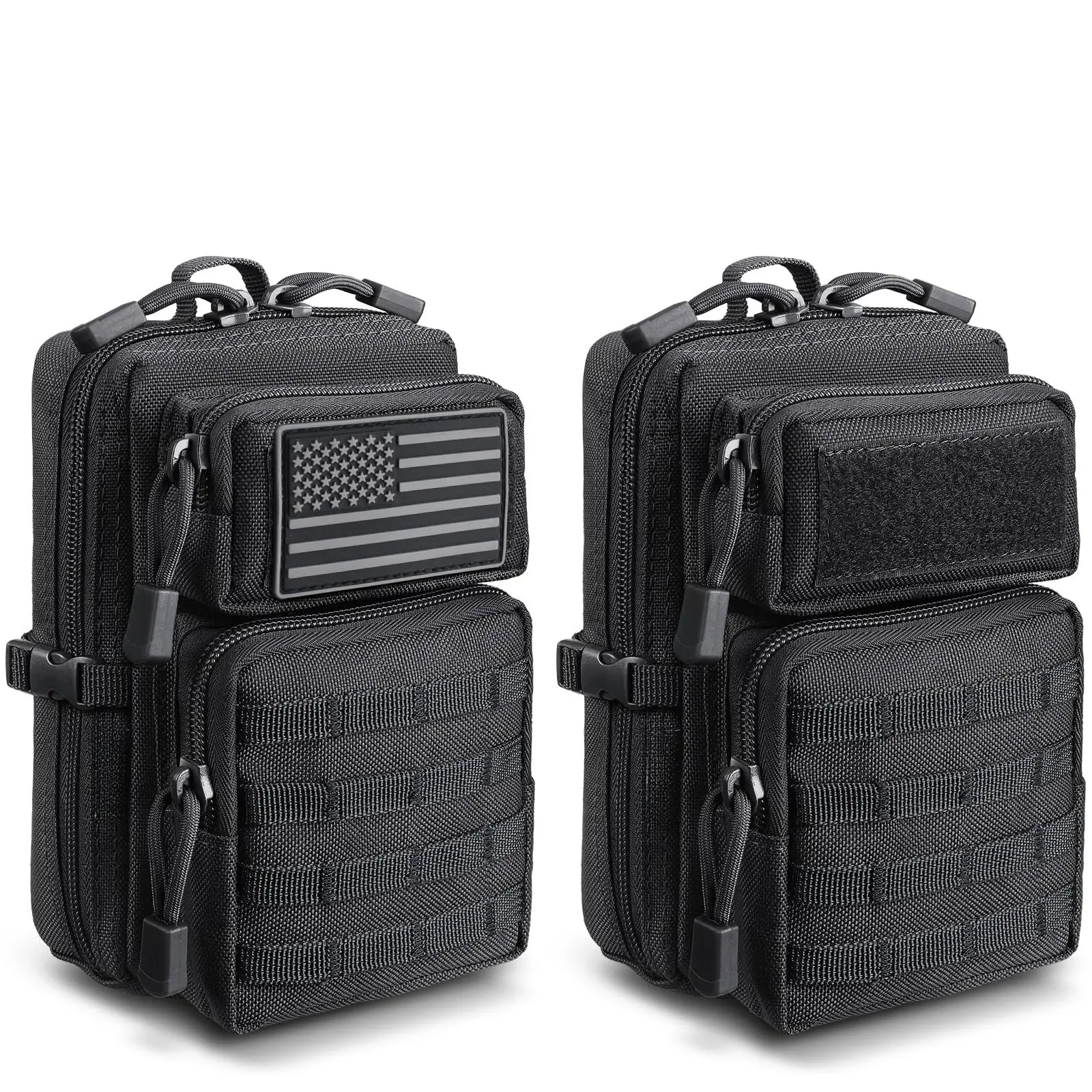 2 Pack Tactical Molle Utility Pouch, EDC Tool Pouch Tactical Phone Pouches Mini Waist Pouches Medical EDC IFAK Pack Mini Design of 3-Day Backpack