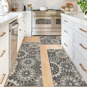American Bohemian Style Kitchen 3-Piece Carpet Set, Easy to Store Non Slip Kitchen Mat, Bedroom Mat for Home Decoration, Boho Runner Rug, Bohemian Style Rugs, Boho Area Rugs