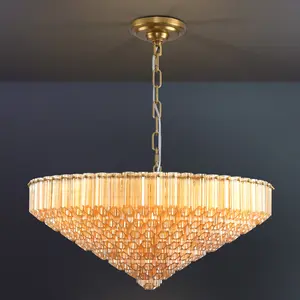 36 in. Large Dining Room Chandelier, 20 Lights Clear Amber Glass Tiered Chandelier, Black Round Chandelier, for Bedroom