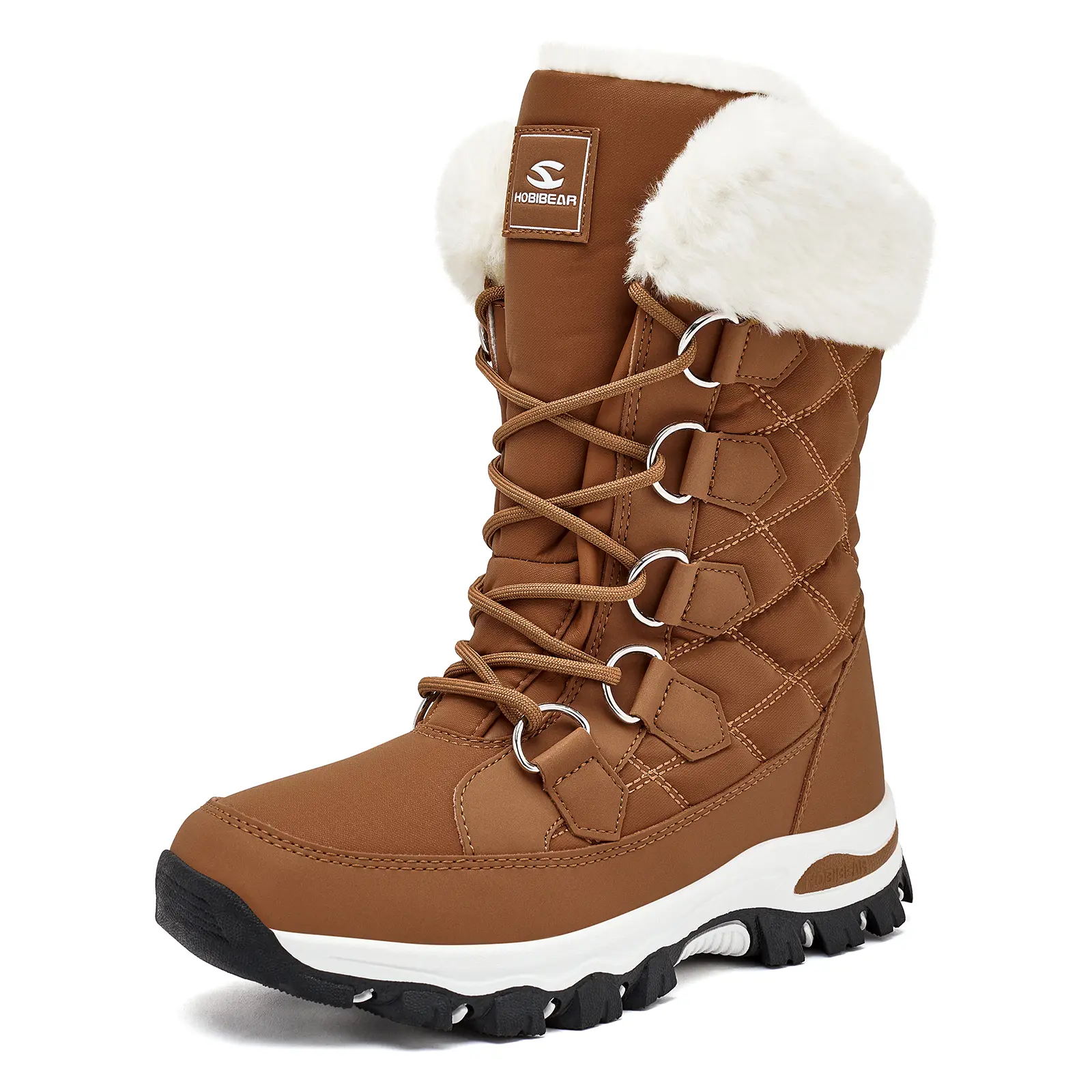 HOBIBEAR Women's Stylish Mid-Calf Snow Boots, Warm Faux Fur Lined and Water-Resistant for Outdoor Cold Weather Footwear, Water‑Resist