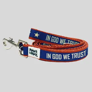 Patriotic Dog & Cat Pet Leash - In God We Trust, 60 Inches (60" x 3/4"), Compatible with Pet Collars, Paws & Pray Design