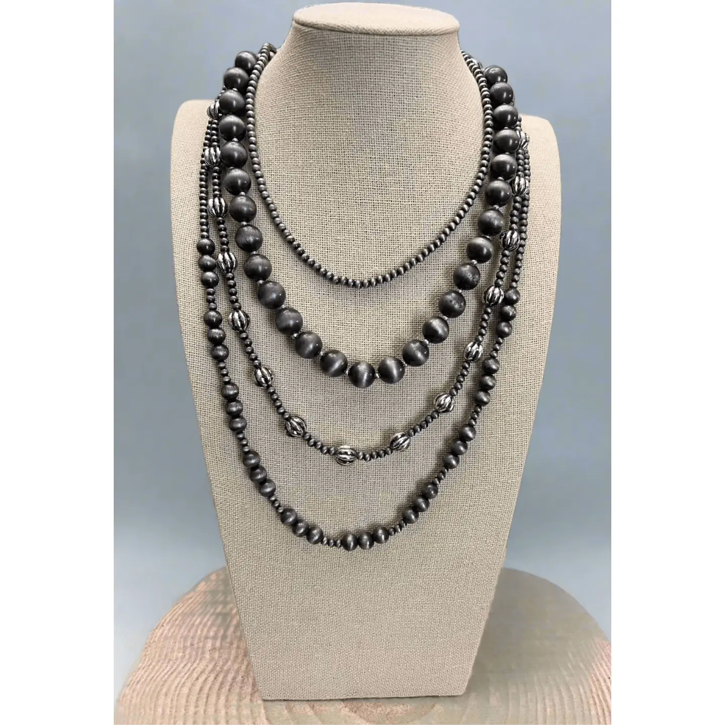 Western Faux Sterling Pearl Necklace Set - 16, 18, 20 and 22 inch set