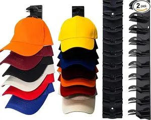 Hat Rack 2 Pack, Black Cap Organizer Stand Hold up to 20 Hats, Space Saving Storage for Baseball Caps, Visors, Hats, Caps Holder for Closet, Door Wall, Bedroom