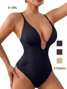 Women's Shapewear Deep V Thong Bodysuit, Smooth Slimming Underwear, All-Season Comfortable Basic, S~xxxl Size, Sexy Style, Compression Body Shapewear