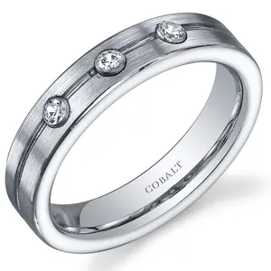 Classic Three Stone 5mm Cobalt Band Daily Engagement Birthday Anniversary