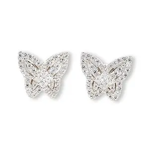 Radiance by Absolute™ Sterling Silver Butterfly Pavé Stud Earrings