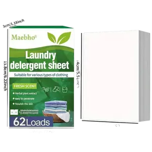 Laundry Detergent Sheets 62 Loads - Fresh Scent Plant Based Concentrated Removes Tough Stains Dye Free Hypoallergenic