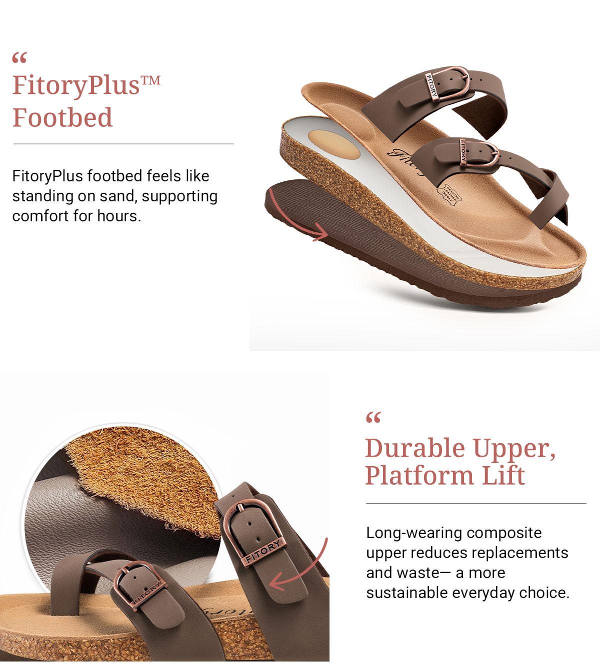 FITORY Balance II | Women's Shoes with Natural Soft Cork Footbed and Leather, Fashion&Comfort Women Sandals for Summer
