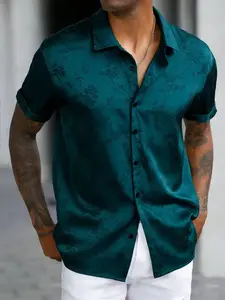 Men's Ditsy Floral Print Short Sleeve Shirt, Regular Fit Casual Soft Comfy Button Front Collared Top for Summer, Fashion Men's Clothes for Daily Wear, Menswear