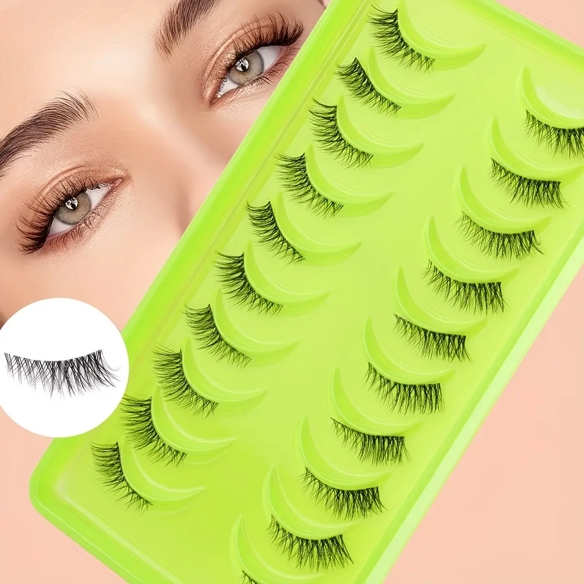 Cat Eye Half Lash Lightweight False Eyelashes 10 Pairs, Natural Fine Fake Cilia for Daily Makeup, Perfect for Everyday Look, Enhance Your Eyes Naturally