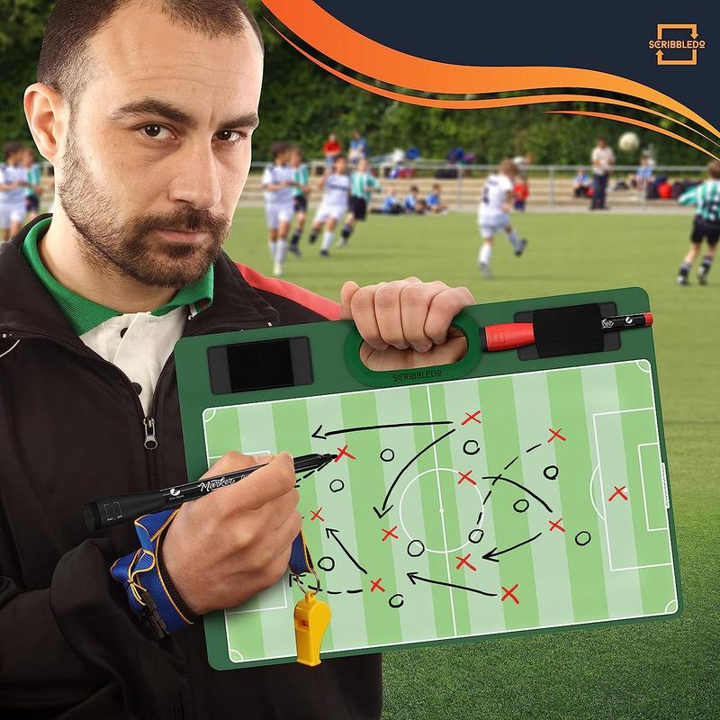 Soccer Double Sided Board for Coaches 15"x10.5" with Markers