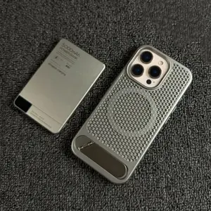 Honeycomb Mesh Breathable Phone Case with Hidden Kickstand, Shockproof Protective Cover Compatible with iPhone 17/16/15/14/13/12 Pro Max, Durable Anti-Drop & Anti-Scratch