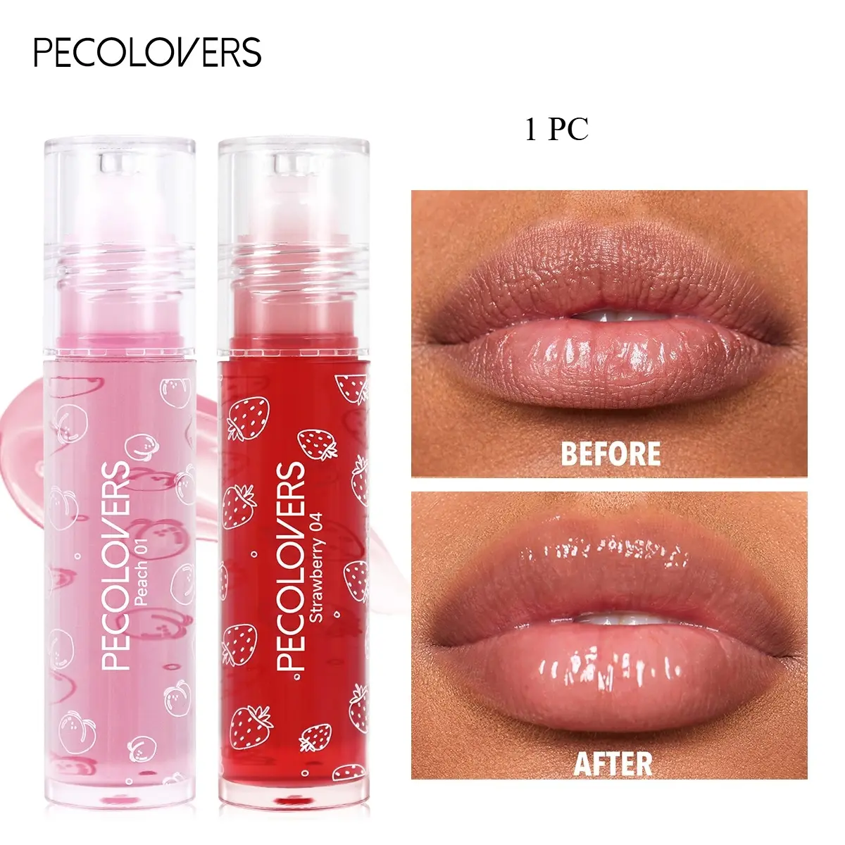1Pc Tasty Fruity Lip Oil, Dewy Lip Gloss, Nutritious Lip Conditioner, Multi-Purpose Lip Moisturizer For Indoor And Outdoor Daily Use, Bright And Natural Shade, Lip Cosmetic Supply