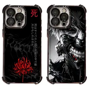 Dark Aesthetic Anime Tokyo Ghoul Phone Case for iPhone 17 16 15 14 13 12 Red Spider Lily Kaneki Ken Shockproof Airbag Electroplated Cover