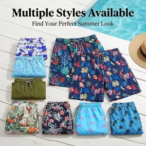 Men's Lightweight Printed Beach Shorts, Summer Beach Shorts, Hawaiian Holiday Printed Shorts, Gift for him, Gift For Her, Gym Gift