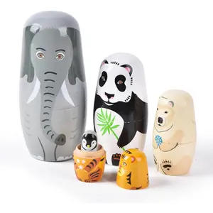 Nesting Dolls, Nesting Easter Eggs Toys, Wooden Handmade Matryoshka Dolls for Kids Birthday or Home Decoration (Elephant)