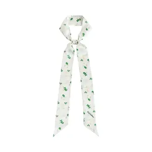 "Jasmine Tea" Silk Skinny Scarf - White