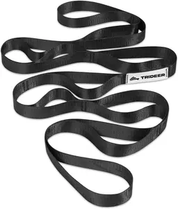 Trideer Non-Elastic Stretching Strap with Loops for Physical Therapy & Rehab, Knee Hip Leg ROM Post-Surgery, Yoga Strap for Stretching, Leg Lifter Strap Mobility Aid, Hamstring Calf Back