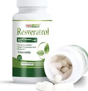 Liposomal NAD+ Resveratrol Supplement 1300mg, High Bioavailable Trans Resveratrol ResUP10, with Extra Strength NAD Plus, Support Aging, Cardiovascular Health and Cellular Energy, 60 Capsules