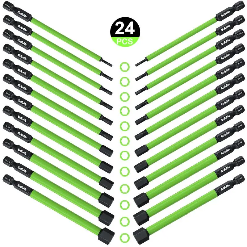 Impact Hex Head Allen Wrench Drill Bit Set, Hex-Shank S2 Alloy Steel Hex Bits Set, Tool Accessories Suitable for Home Construction Electrical Machiner