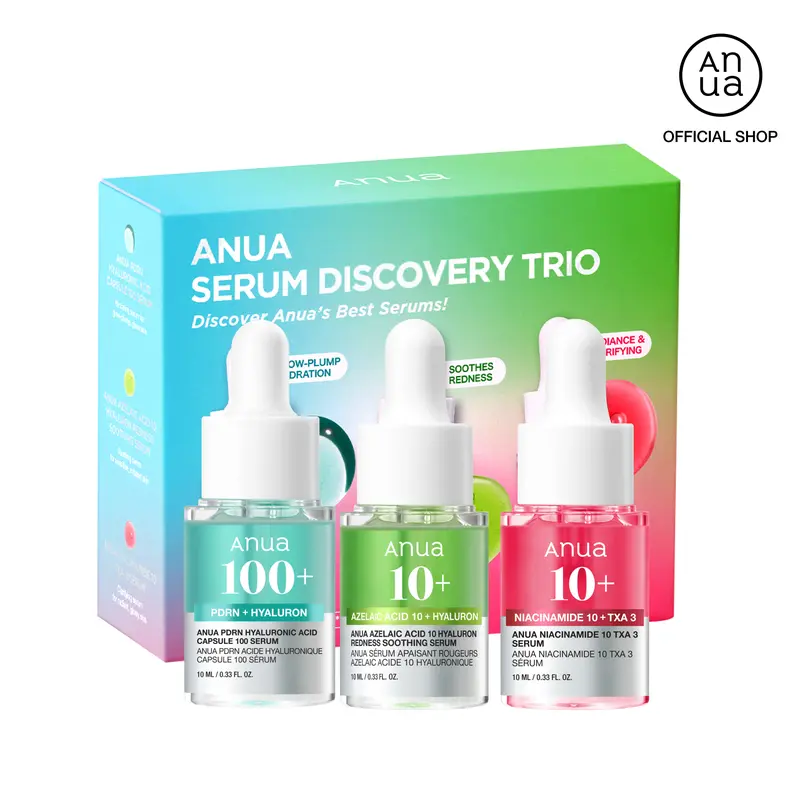 [Anua Official Shop] Serum Discovery Set (10ml*3ea) | dark spot correcting niacinamide + txa serum, Hydrating PDRN + Hyaluronic acid, Redness Soothing Azelaic Acid, travel kit