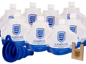 StopLossBags Airtight Paint Saver Sampler 8-Pack Bundle, Eco-Friendly Mess-Free Paint & Stain Storage Kit for DIY Home Projects, Includes 8 Stand-Up Sampler Pouches, Funnel, Filler Clip
