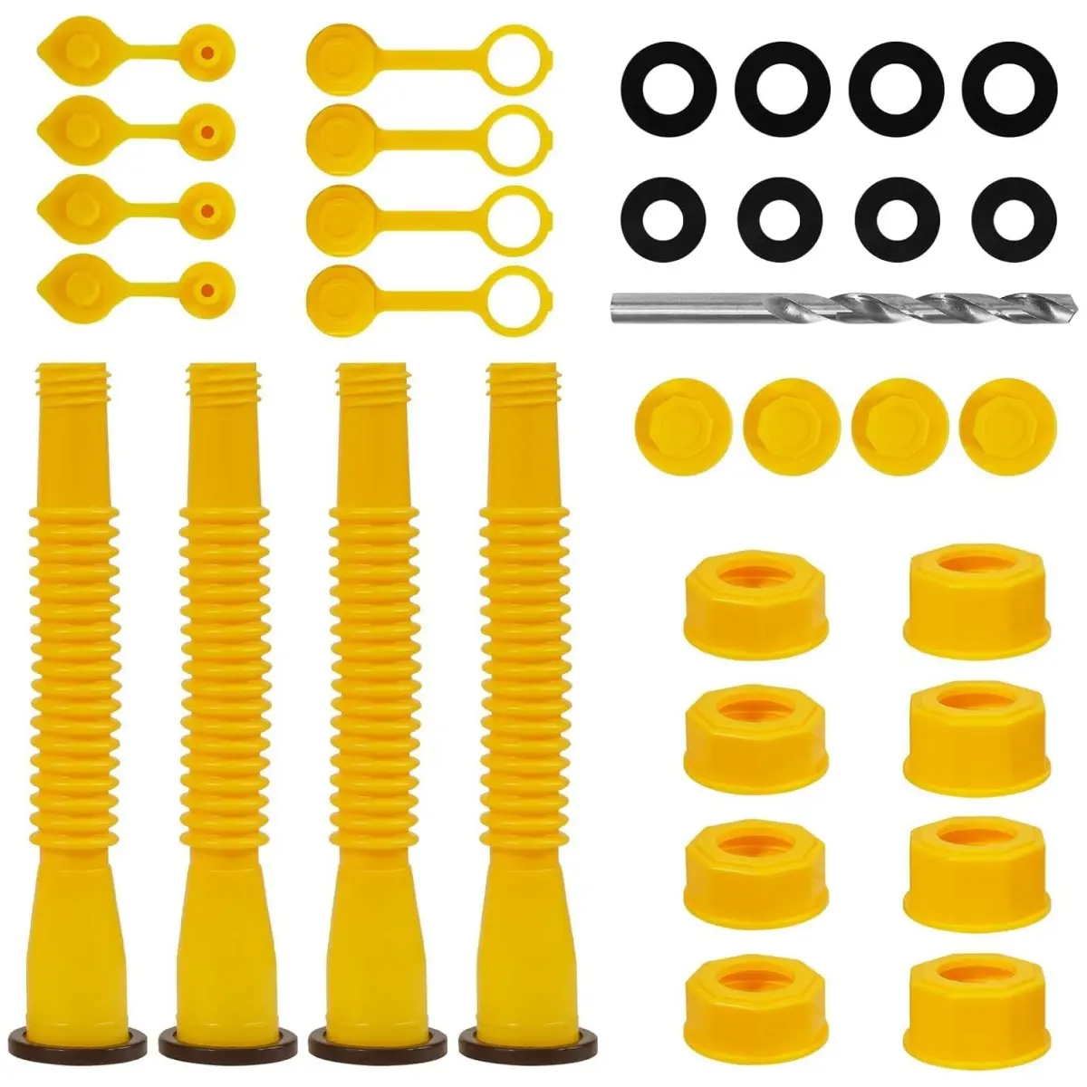 33 Pcs Gas Can Spout Replacement Kit, Gas Can Spout Replacement Fits 5 Gallon Gasoline Cans, with Flexible Nozzles,S crew Collar Gas Caps for Fuel Transfer Tanks