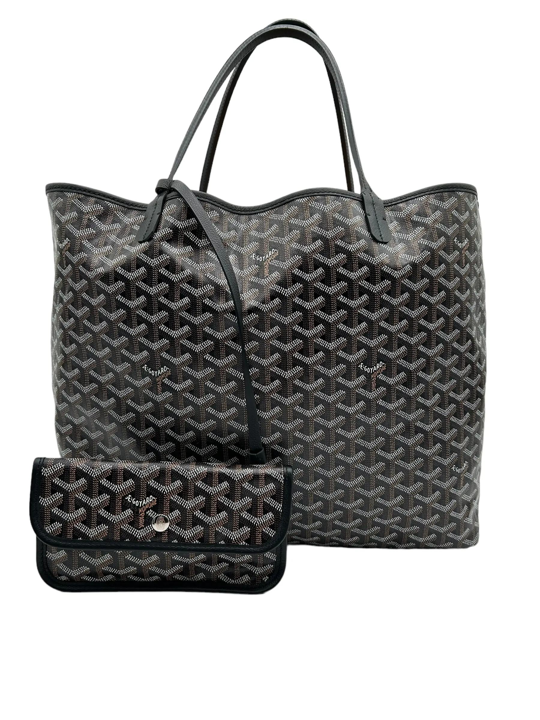 Pre-owned Goyard Coated Canvas Tote Bags ST. LOUIS GM WITH POUCH BLACK