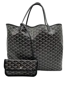 Pre-owned Goyard Coated Canvas Tote Bags ST. LOUIS GM WITH POUCH BLACK