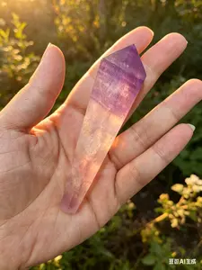 Natural fluorite Wand - Polished Crystal Healing Point for Meditation & Reiki