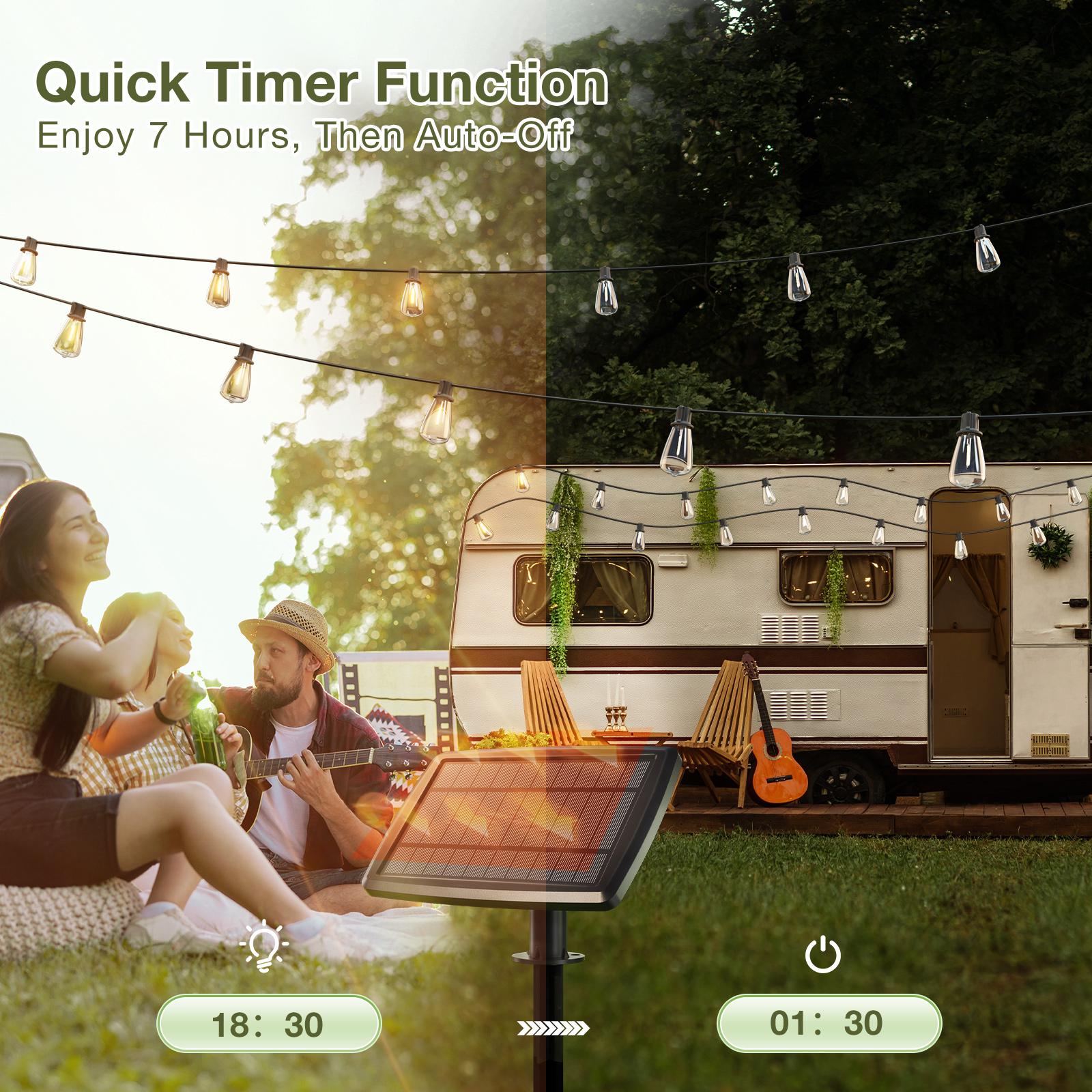 200/150/100/50ft Solar LED String Lights Waterproof - ST38 Shatterproof Edison Bulbs, Dimmable, Dusk to Dawn, 4400mAh Solar Powered Indoor/Outdoor Lighting for Garden, Porch, Patio, Balcony, Camping, Backyard, Party & Holiday