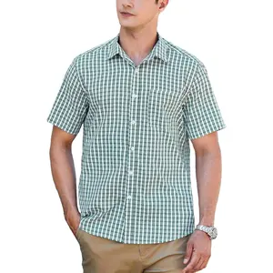 Men's Classic Short Sleeve Plaid Button Down Shirt - Casual Formal Business Gingham Shirt with Pocket, Regular Fit Comfortable Cotton Blend for Everyday Wear