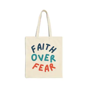 Faith Over Fear tote bag | Inspirational Scripture canvas tote