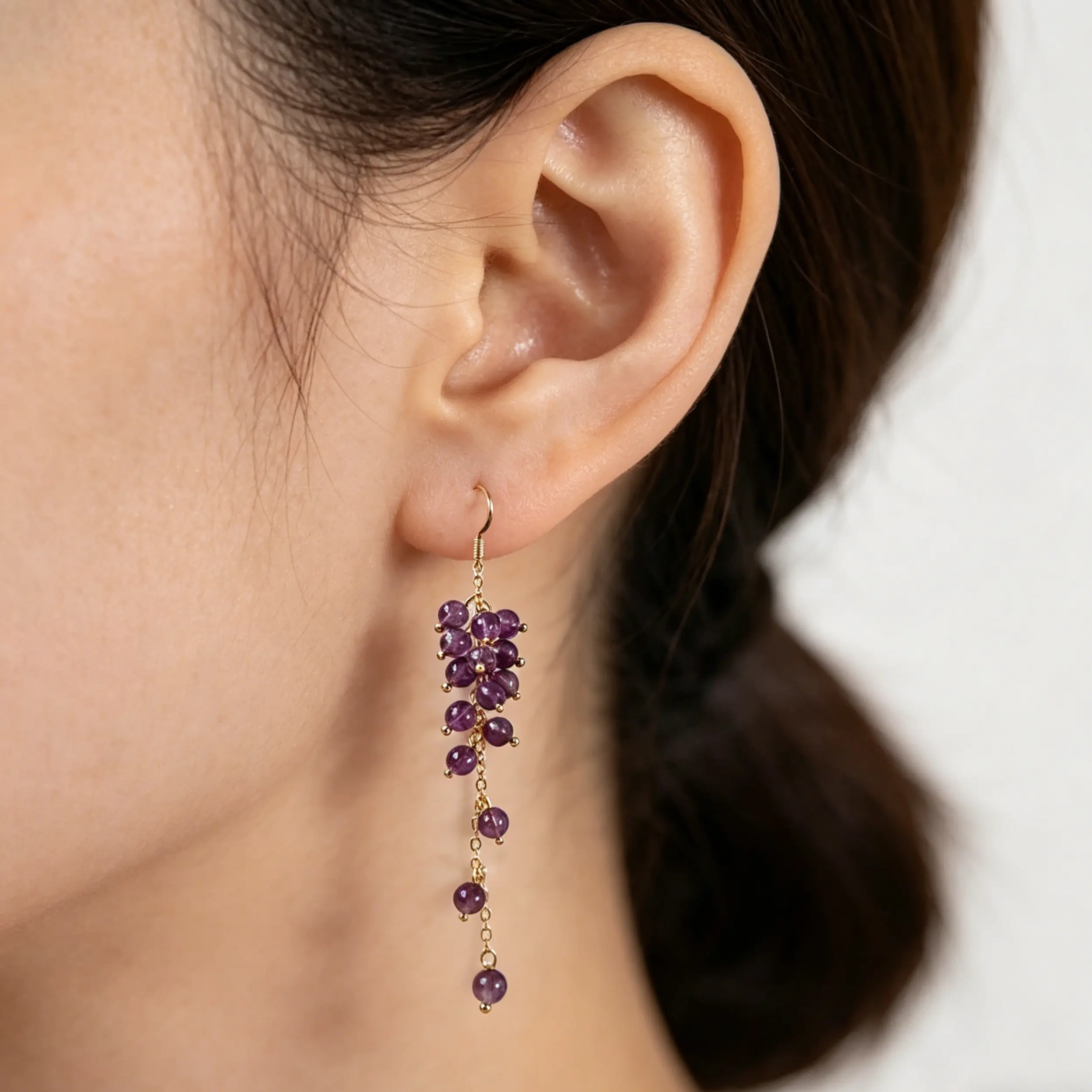 Natural Amethyst Earrings 925 Silver, Purple Crystal Dangle for Intuition & Calm, June Birthstone Jewelry Gift for Women