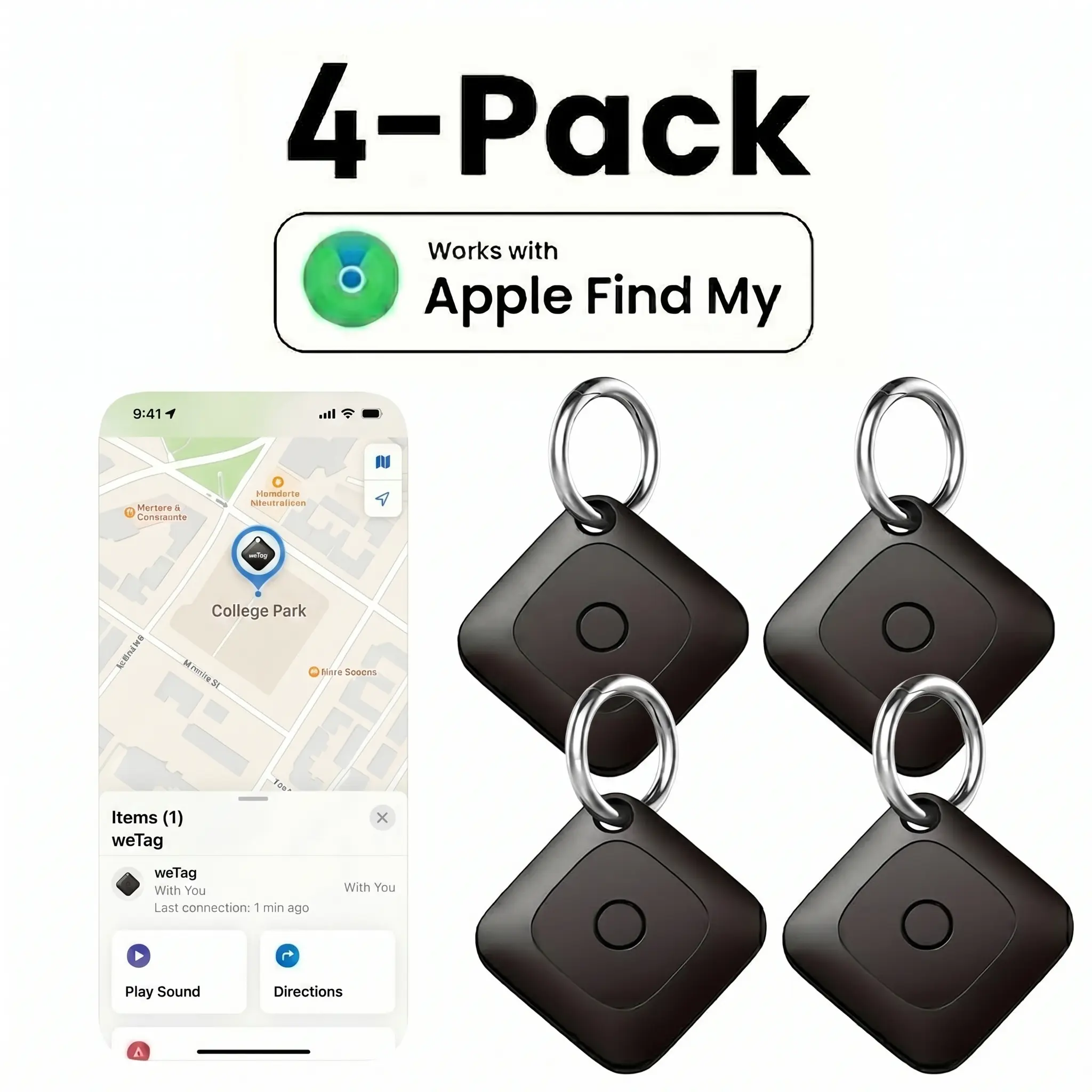 Mini GPS Tracker - Portable Wireless GPS Trackers with Hanging Mount, iOS-Only Bluetooth Compatible Anti-Lost Locator Tag, Easy to Hide Car Gadget, Real-Time Tracking, No Monthly Subscription, Father's Day Gift