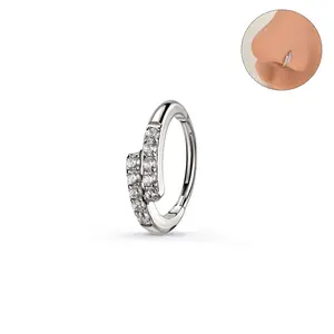 Oufer 20G Exquisite Carving One Piece Molded Non Tarnish Hinged Stainless Steel Nose Ring
