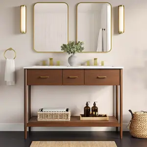Zaire 48" Double Sink Bathroom Vanity in Walnut White