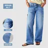 Flamingals Wash Multi Pocket Mid Rise Straight Leg Jeans Women's Fashion Casual Comfort 30.1" Inseam