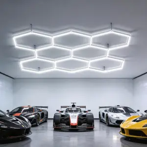 Hexagon Garage Lights 3/5/8/11/14 Grids RGB LED 6500K Honeycomb for Gaming Room Gym Garage Modern Lighting