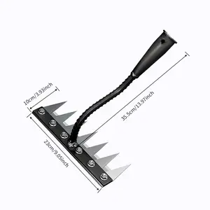 Multi-Tine Heavy Duty Garden Rake, Sharp Multi Prong Soil Aerator Tool, Large Area Efficient Loosen Soil & Weeding Rake for Yard Farm Lawn Gardening soil aeration