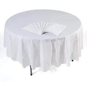 Bulk 12 Pc. 82"  White Round Plastic Tablecloths