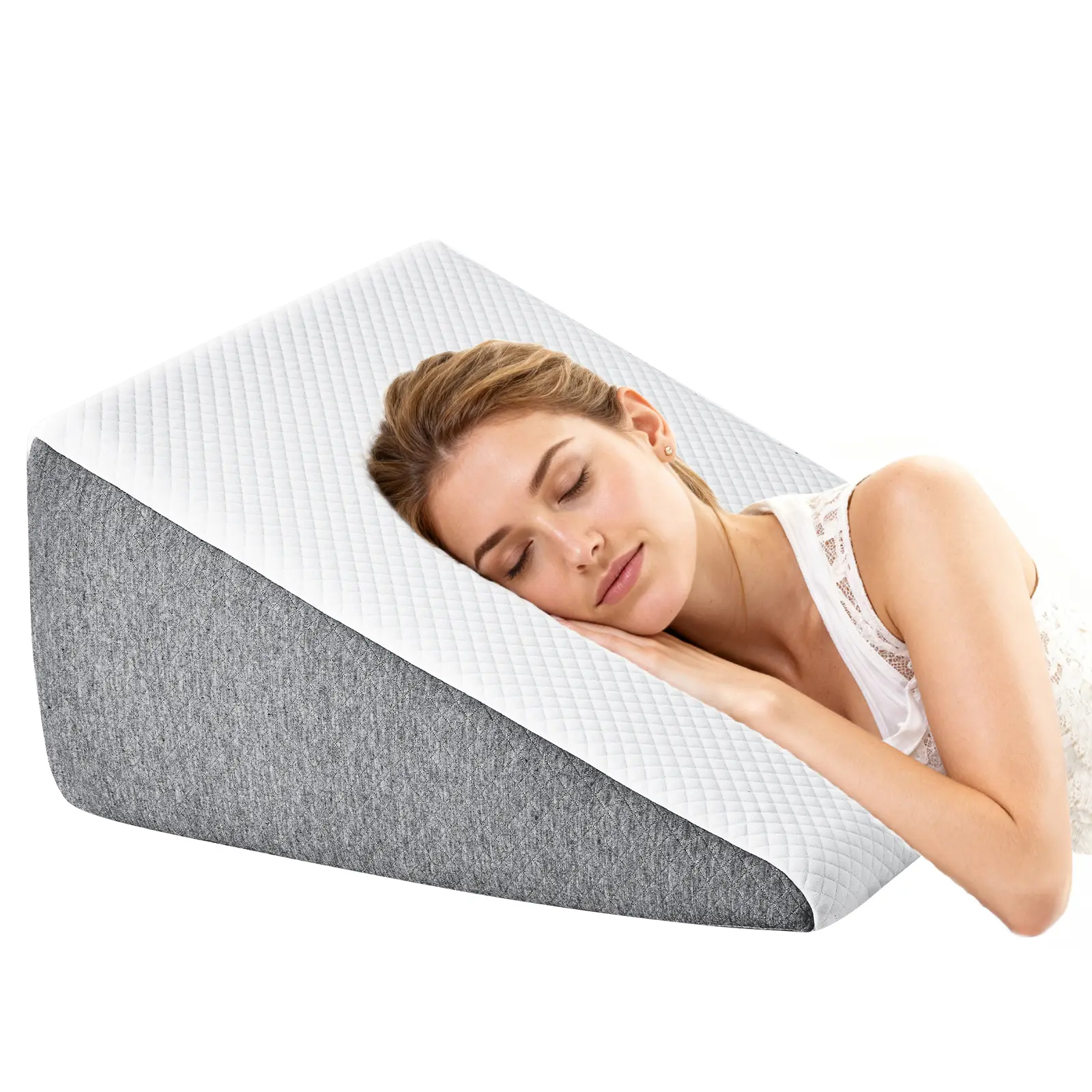 Memory Foam Wedge Pillow with Washable Cover, Triangle Design Comfortable Standard Pillow for Sleep Apnea Relief, Comfortable Standard Pillows